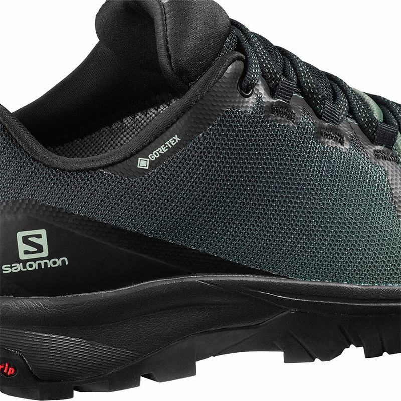 Women's Salomon VAYA GORE-TEX Hiking Shoes Black / Green | US-FGNO248