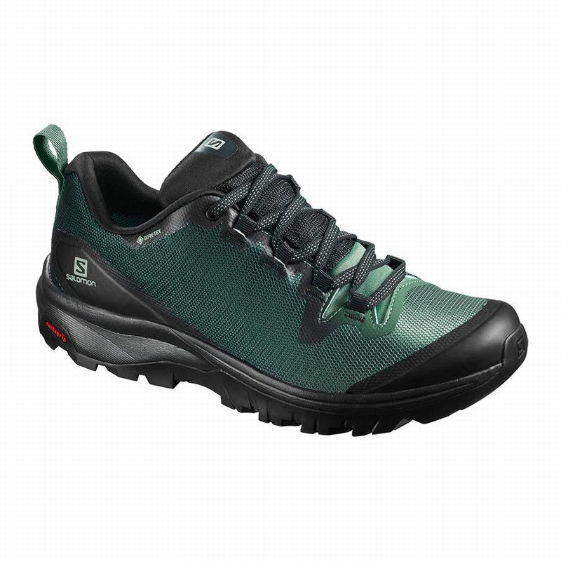 Women\'s Salomon VAYA GORE-TEX Hiking Shoes Black / Green | US-FGNO248