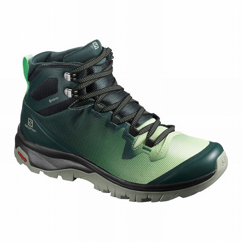 Women\'s Salomon VAYA MID GORE-TEX Hiking Shoes Green / Grey | US-EVHY849