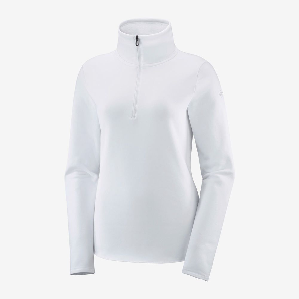 Women's Salomon WARM AMBITION HALF ZIP W Half Zip Jacket Midlayers White | US-GKWA438