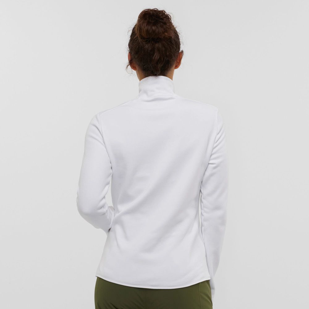 Women's Salomon WARM AMBITION HALF ZIP W Half Zip Jacket Midlayers White | US-GKWA438