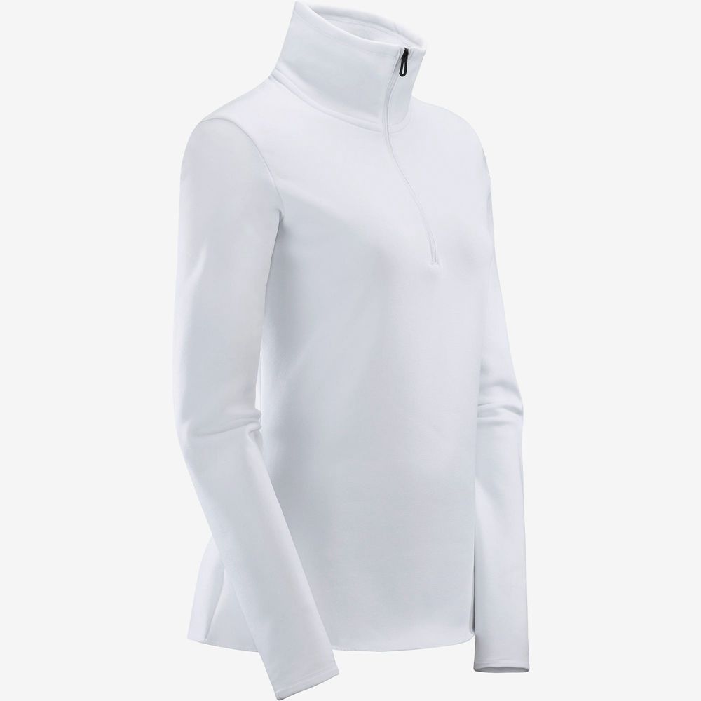 Women's Salomon WARM AMBITION HALF ZIP W Half Zip Jacket Midlayers White | US-GKWA438