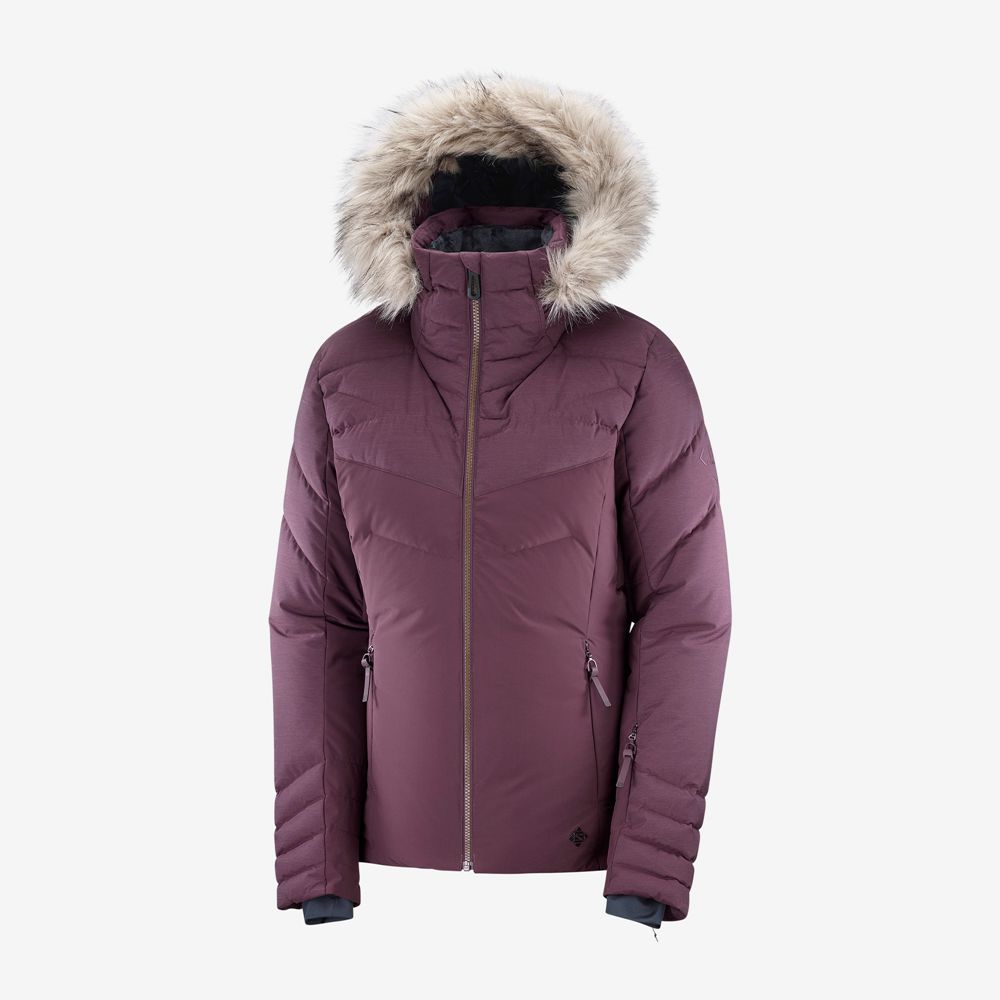 Women's Salomon WARM AMBITION W Ski Jackets Burgundy | US-JKUI810