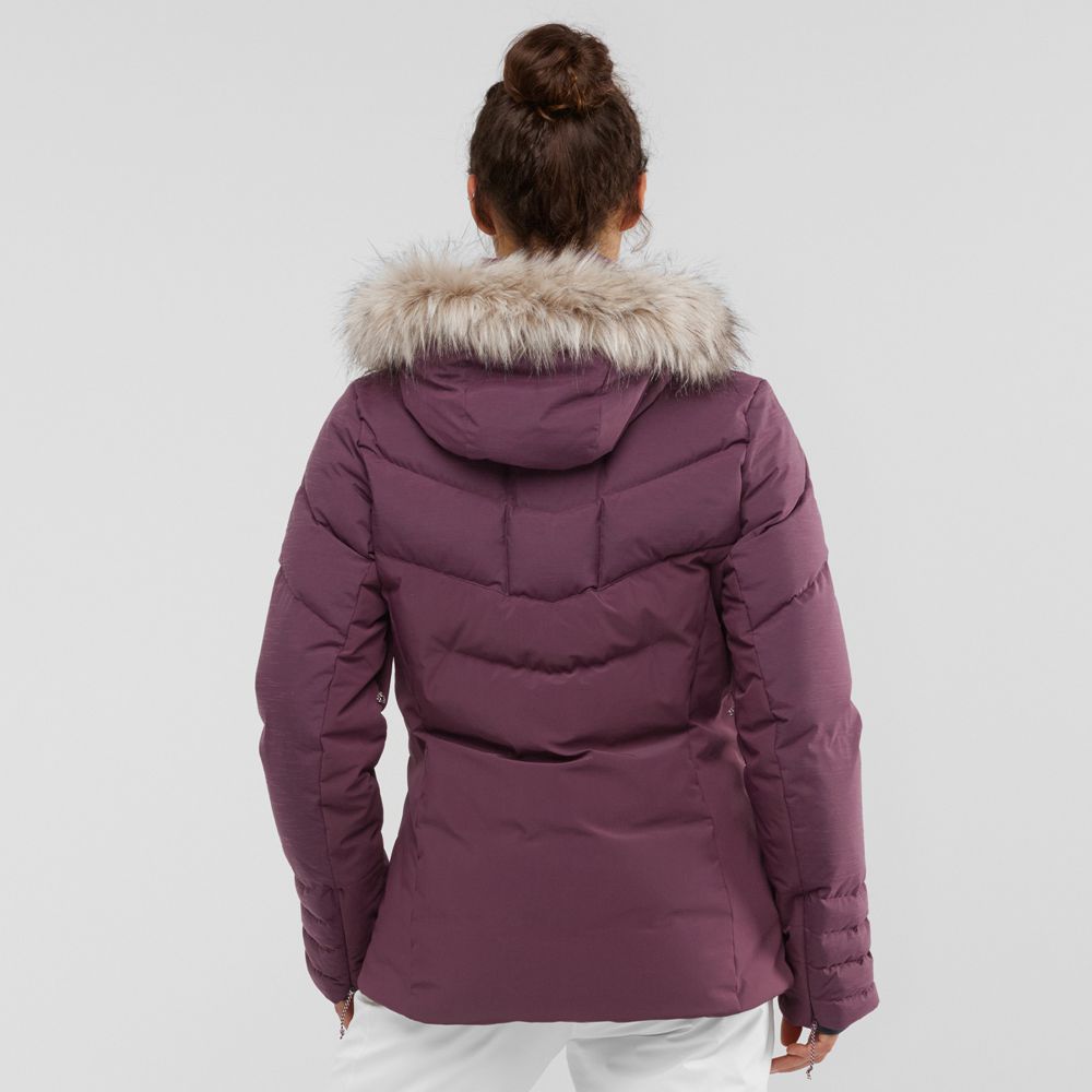 Women's Salomon WARM AMBITION W Ski Jackets Burgundy | US-JKUI810