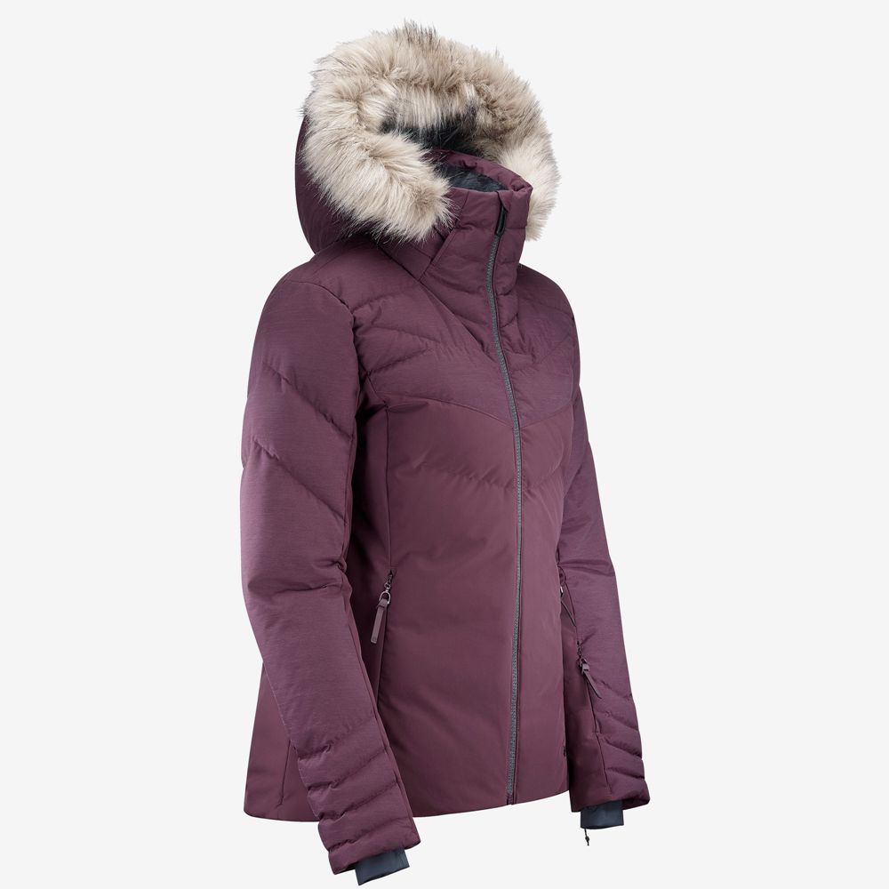 Women's Salomon WARM AMBITION W Ski Jackets Burgundy | US-JKUI810