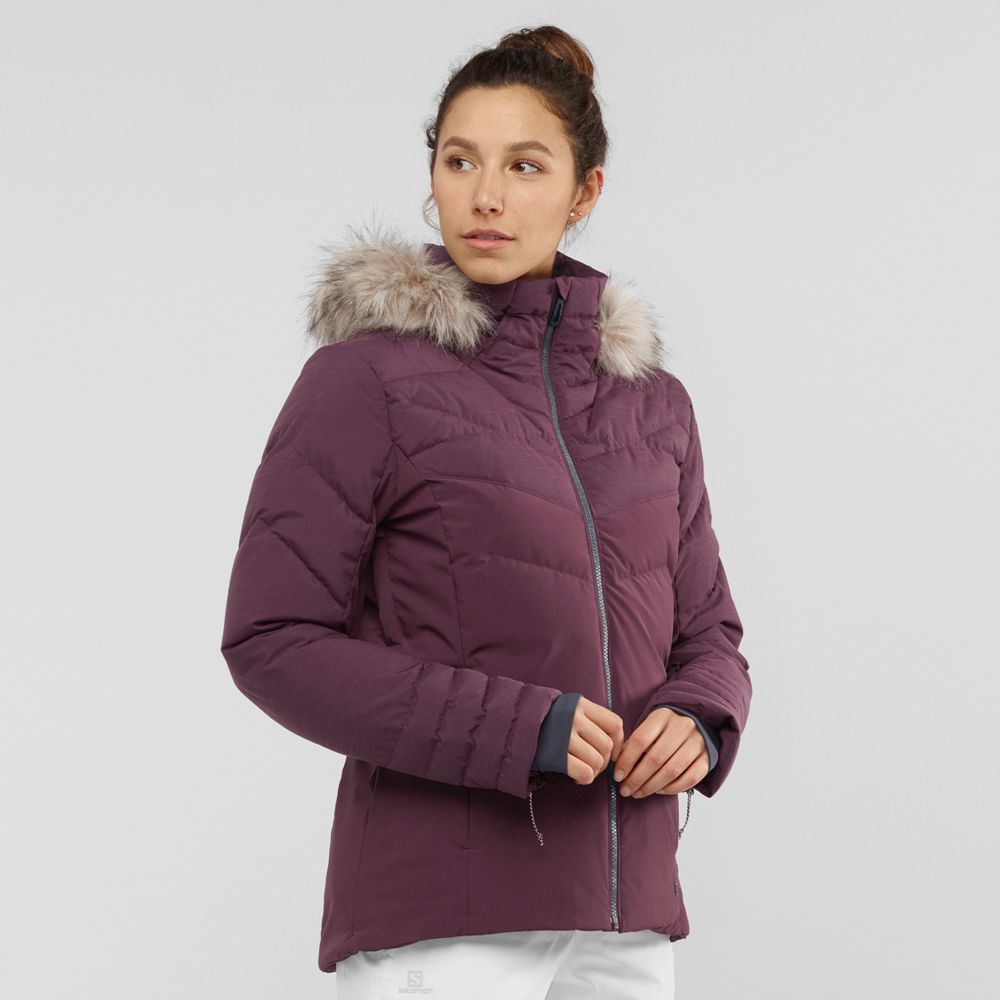 Women\'s Salomon WARM AMBITION W Ski Jackets Burgundy | US-JKUI810