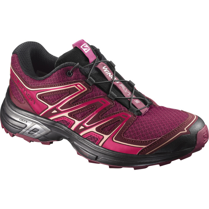 Women\'s Salomon WINGS FLYTE 2 W Trail Running Shoes Dark Pink | US-BPUJ692