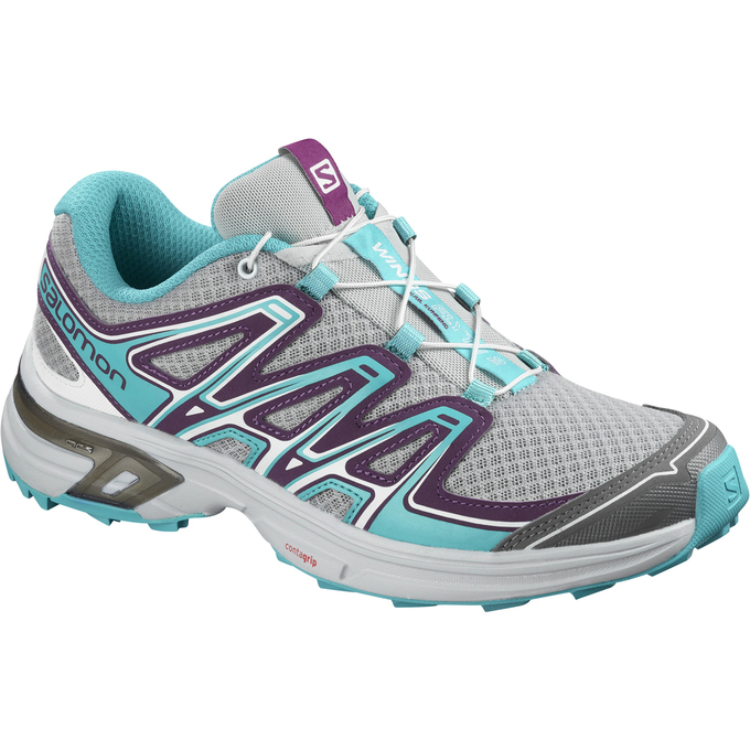 Women\'s Salomon WINGS FLYTE 2 W Trail Running Shoes Silver / Turquoise | US-YGCQ918