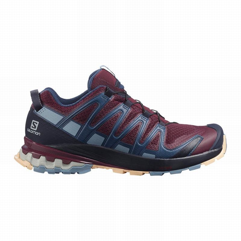 Women\'s Salomon XA PRO 3D V8 Trail Running Shoes Burgundy / Blue | US-GFNS078