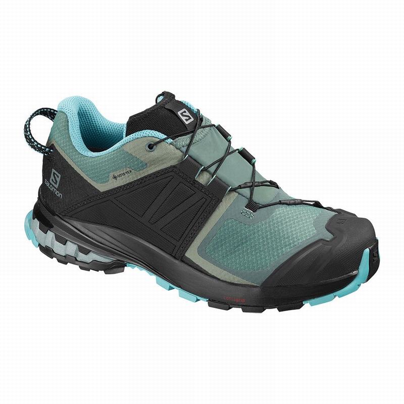 Women\'s Salomon XA WILD GORE-TEX Trail Running Shoes Green / Black | US-VYZX034