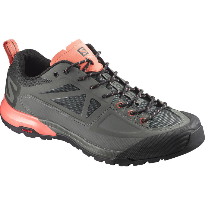 Women\'s Salomon X ALP SPRY W Hiking Boots Dark Grey / Coral | US-SXTJ429