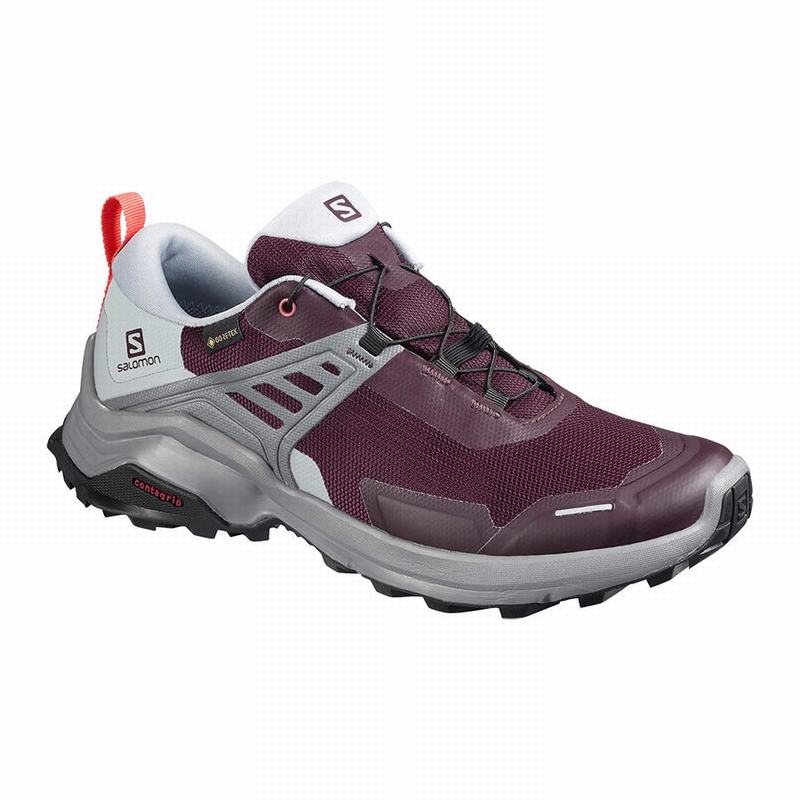 Women\'s Salomon X RAISE GORE-TEX Hiking Shoes Burgundy | US-XPGI236