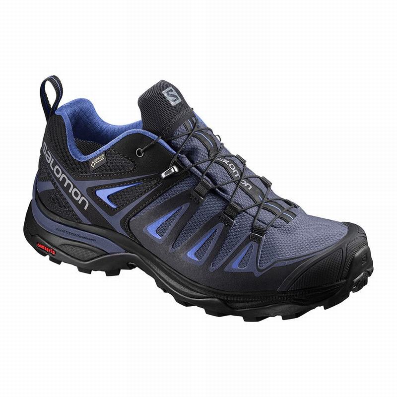 Women\'s Salomon X ULTRA 3 GORE-TEX Hiking Shoes Blue / Black | US-BSDZ710