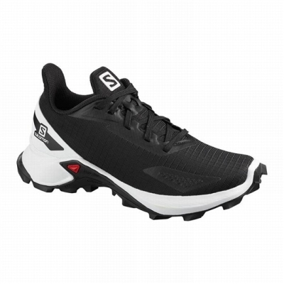 Kids' Salomon ALPHACROSS BLAST Trail Running Shoes Black / White | US-INVY134