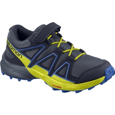 Kids' Salomon SPEEDCROSS BUNGEE K Trail Running Shoes Navy / Yellow | US-QSIC457