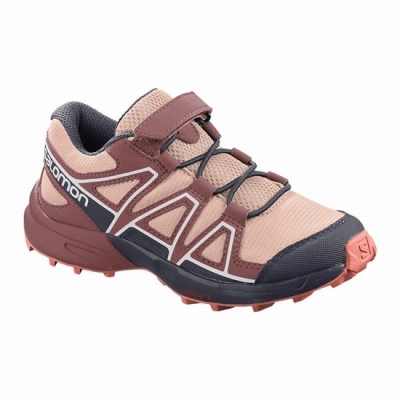 Kids' Salomon SPEEDCROSS Trail Running Shoes Burgundy / Coral | US-GJHU164