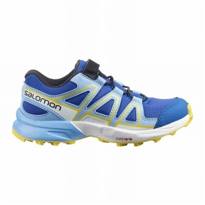 Kids' Salomon SPEEDCROSS Trail Running Shoes Blue / Lemon | US-OWER912