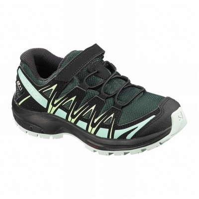 Kids' Salomon XA PRO 3D CSWP K Hiking Shoes Green / Black | US-EYQG210