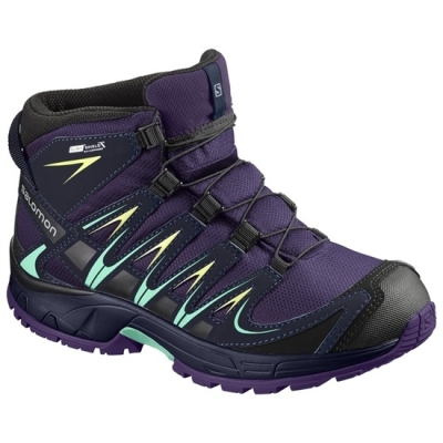 Kids' Salomon XA PRO 3D MID CSWP J Hiking Shoes Purple | US-DIXV643