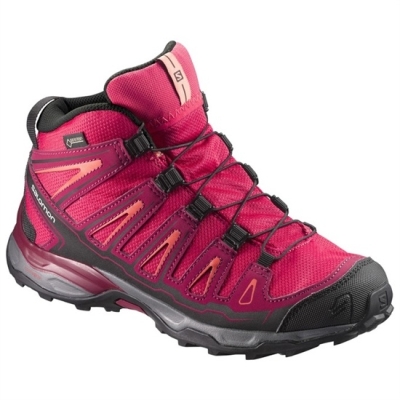 Kids' Salomon X-ULTRA MID GTX J Hiking Shoes Pink / Black | US-CGSO609