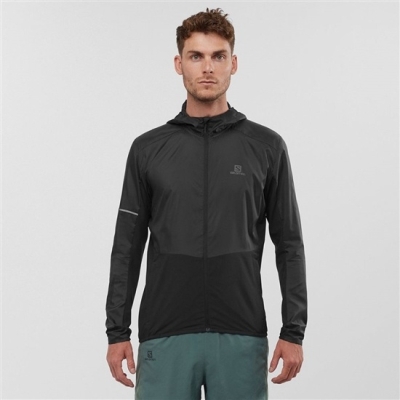 Men's Salomon AGILE FZ HOODIE Midlayers Black | US-QWIV902