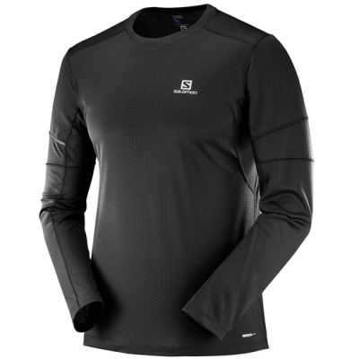 Men's Salomon AGILE LS M T Shirts Black | US-UMPN971