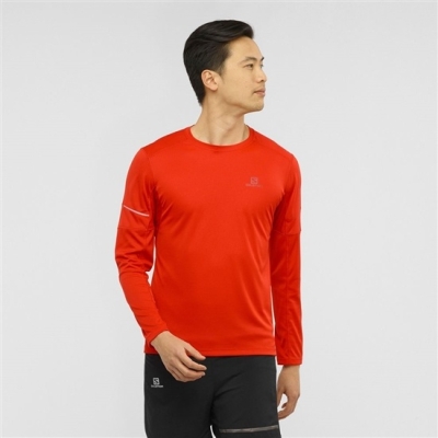 Men's Salomon AGILE LS M Tops Orange | US-YRSC109