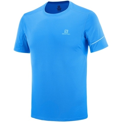 Men's Salomon AGILE SS M T Shirts Indigo | US-MFVE489