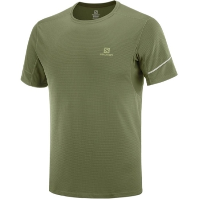 Men's Salomon AGILE SS M T Shirts Olive | US-RAZT067