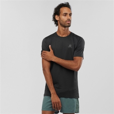 Men's Salomon AGILE TRAINING Tops Black | US-LCUK164