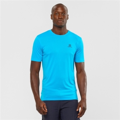 Men's Salomon AGILE TRAINING Tops Turquoise | US-PTQD473