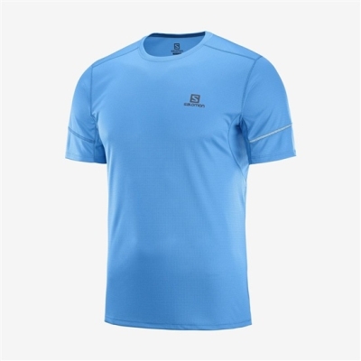 Men's Salomon AGILE Tops Blue | US-OENR965