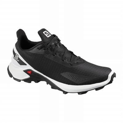 Men's Salomon ALPHACROSS BLAST Trail Running Shoes Black / White | US-FCWS521