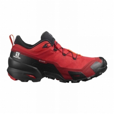 Men's Salomon CROSS HIKE GORE-TEX Hiking Shoes Black / Red Orange | US-XPZF952