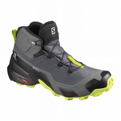 Men's Salomon CROSS HIKE MID GORE-TEX Hiking Boots Black / Light Green | US-VLOX453