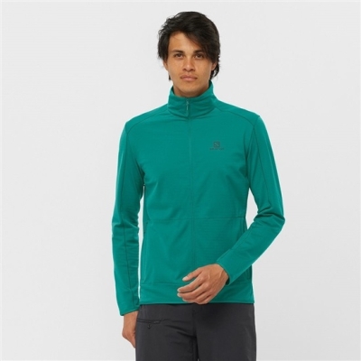 Men's Salomon ESSENTIAL LIGHTWARM Midlayers Green | US-RFXV259