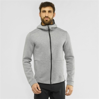 Men's Salomon ESSENTIAL WARM Midlayers Mid Grey | US-PYFU061