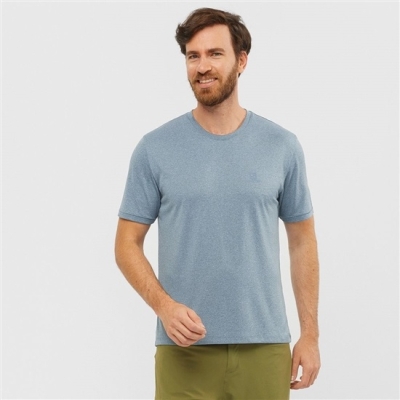 Men's Salomon EXPLORE M Short Sleeve T Shirts Blue | US-XRPE169