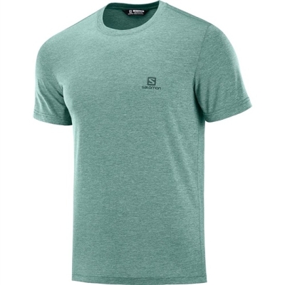 Men's Salomon EXPLORE PIQUE SS M T Shirts Green | US-CUBZ410