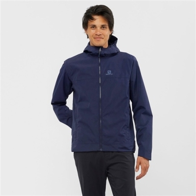 Men's Salomon EXPLORE WATERPROOF 2L M Jackets Navy | US-AQWI842