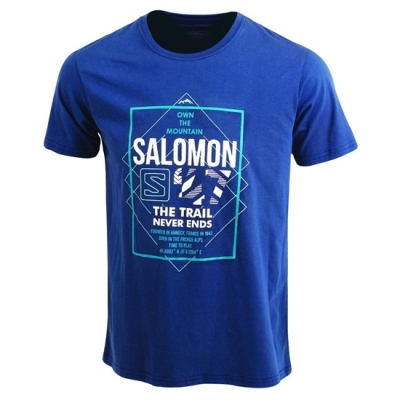 Men's Salomon FORT SS M T Shirts Dark Denim | US-IQLZ451