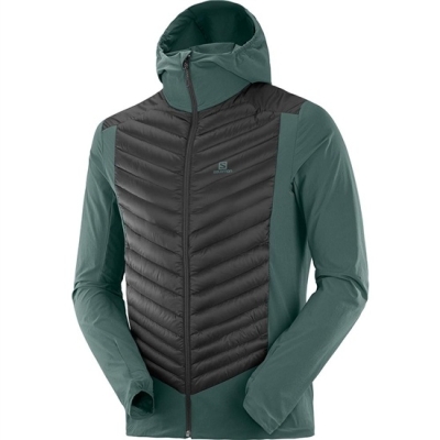 Men's Salomon HALOES DOWN HYBRID M Jackets Green | US-UTLN098