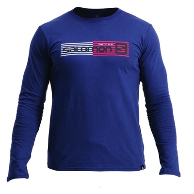 Men's Salomon JOEY LS M T Shirts Navy | US-WSOQ260