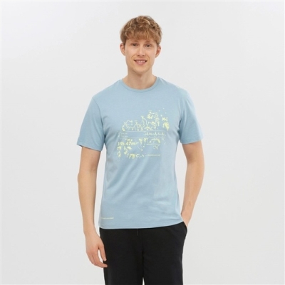 Men's Salomon OUTLIFE GRAPHIC SALOMONOTONE SS M Short Sleeve T Shirts Ashley Blue | US-ZGLD234