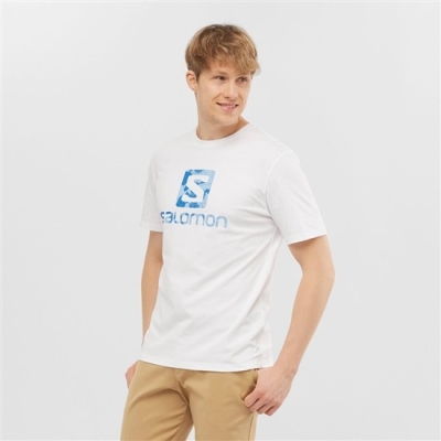 Men's Salomon OUTLIFE LOGO Short Sleeve T Shirts White | US-CXTJ698