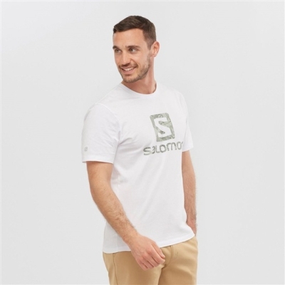 Men's Salomon OUTLIFE LOGO Short Sleeve T Shirts White | US-VJED760