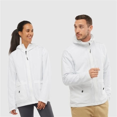 Men's Salomon OUTLIFE PACKABLE SHELL U Windbreaker White | US-YRXF815