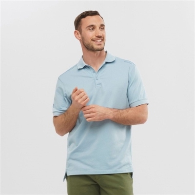 Men's Salomon OUTLIFE TECH POLO M Short Sleeve T Shirts Ashley Blue | US-VLFX296