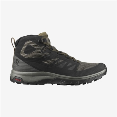 Men's Salomon OUTLINE MID GORE-TE Hiking Boots Black | US-VQEU271