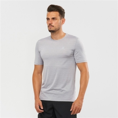 Men's Salomon OUTLINE New Trail Running Gear T Shirts Grey | US-PVRC523